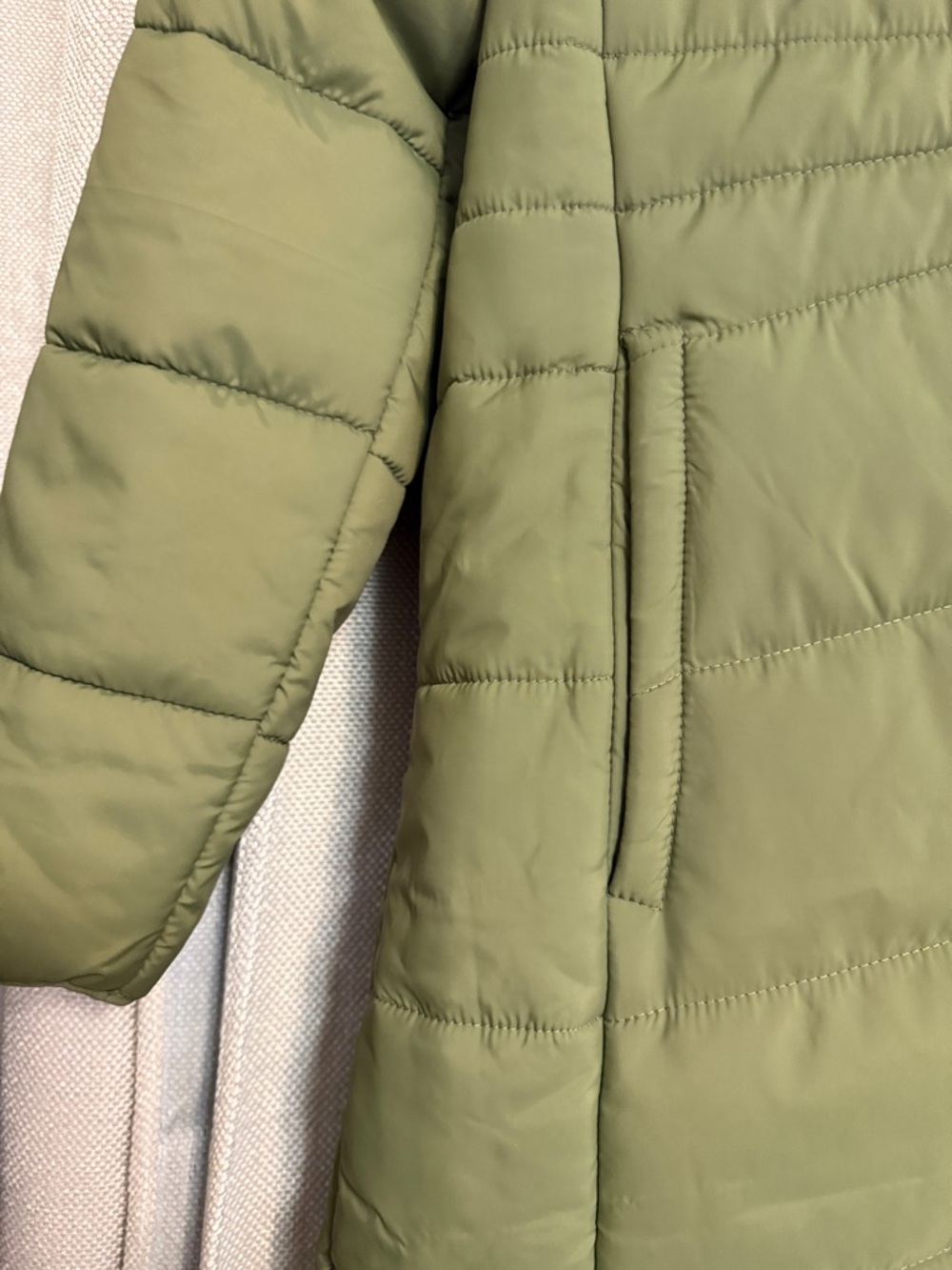 Brand new New Balance Olive Green Long Quilted Puffer Coat - Picture 5 of 6